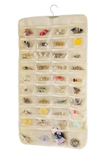 Hanging Jewelry Organizer, Double Sided 80 Pocket Jewelry Chain Storage Bag 2 
