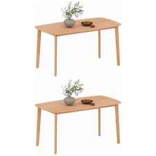 HOMCOM Wood Dining Table for 6, Rectangular Kitchen Table, Natural