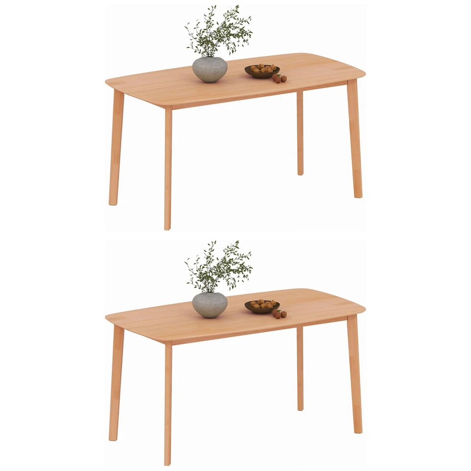 HOMCOM Wood Dining Table for 6, Rectangular Kitchen Table, Natural