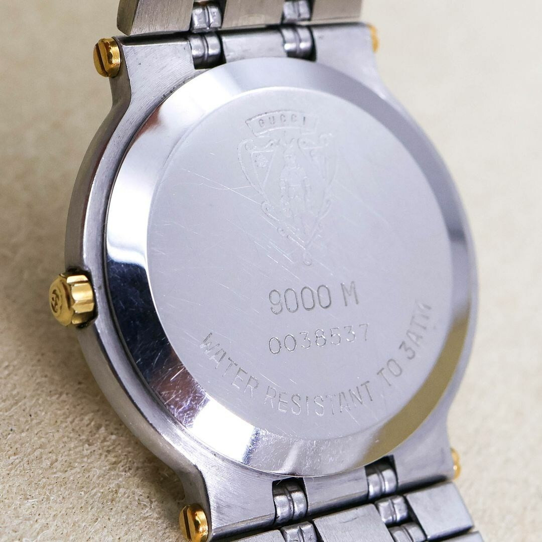 GUCCI 9000M 33mm Watch Quartz Mens Gold Dial Silver Old