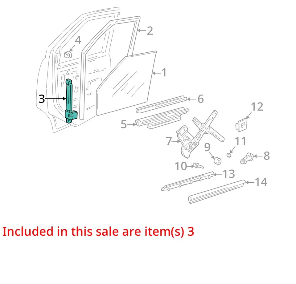 1992-2005 CHEVROLET GMC ASTRO SAFARI CHANNEL ASM FRT S D WDO MA 15769938 NEW OEM - Image 3 of 4