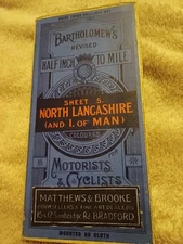 Bartholomew's Revised Half Inch to Mile Sheet 5 North Lancs & IOM cloth 20's