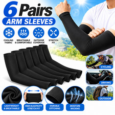 6 Pairs Cooling Arm Sleeves Sun Protection Compression Sports Black White