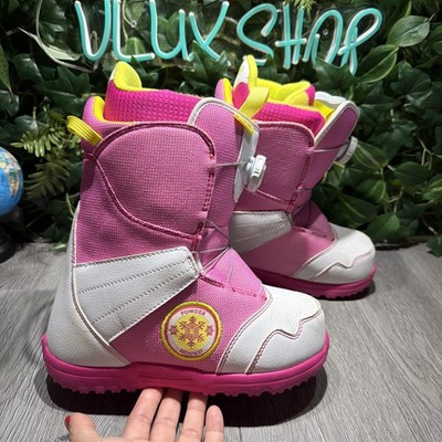 Burton Snowboard Boots Kids 5 Zipline Boa Youth Pink White Powder Hound