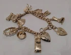 Vintage Gold Tone Charm Bracelet 6 in Estate Costume Jewelry 11 Charms