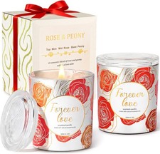 Scented Candles,2 Pack Wood Wick Soy Wax Candle Gift Set for Women Rose  Peony