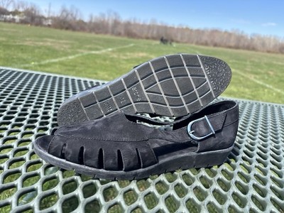 Arche Womens 42 US 10 Strappy Sandals Shoes Flats Black Nubuck Leather