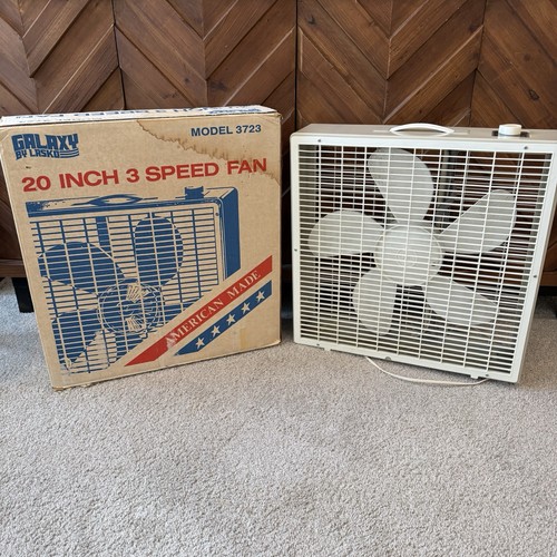 Vintage 1989 Galaxy By Lasko 20” 3-Speed Box Fan Model 3723 Original Box