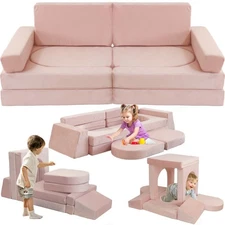 10Pcs Modular Kids Play Couch Convertible Toddler Building Sofa Child Floor Sofa
