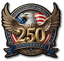 America 250th Anniversary Car Window Decal Sticker - Patriot Eagle with Multi