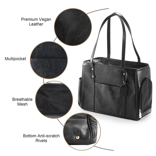 Fashion Dog Carrier Purse, Premium Leather Cat Carrier Bag, Airline Approved ... - Picture 5 of 7
