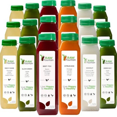 RAW Fountain 3 Day Juice Cleanse Detox, COCONUT, Natural Cold Pressed 18ct 12oz