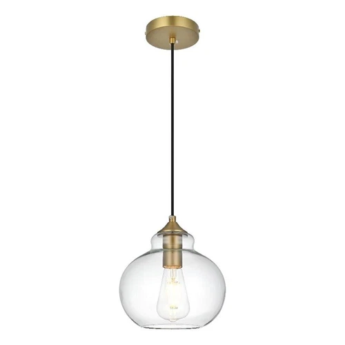 Living District Destry 8" Pendant Clear Shade In Satin Gold - Picture 1 of 10