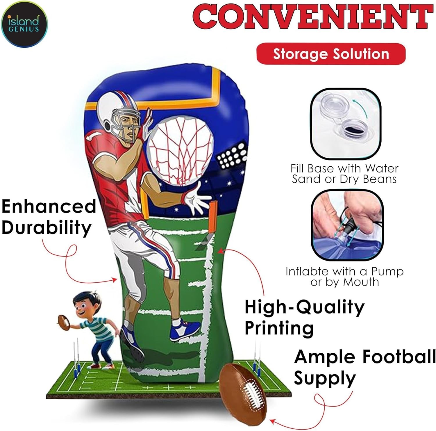 Island Genius Inflatable Football Target Toss Toy and Game for Boys Ages... 