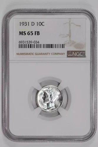 1931-D MERCURY DIME NGC MS65 FB
