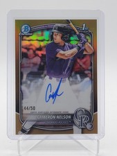 CAMERON NELSON 2025 BOWMAN CHROME DRAFT 1ST GOLD REFRACTOR AUTO /50 Q4115