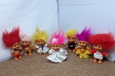 Lot of 7 Vintage Russ Troll Dolls Figures w/ Assorted Outfits