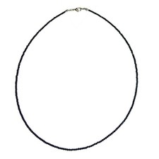 Turmalin schwarz / Schörl  2 mm facettierte Kugel Kette ca. 45 cm mit versilbert