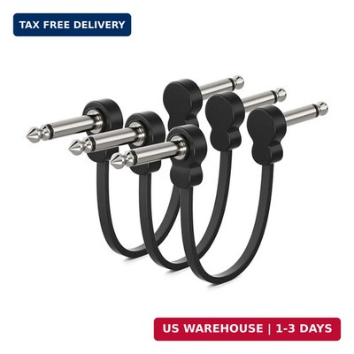 3 Pack Guitar Patch Cables, Premium 5 Inch Right-Angle 1/4'' TS Pedal Board Cable