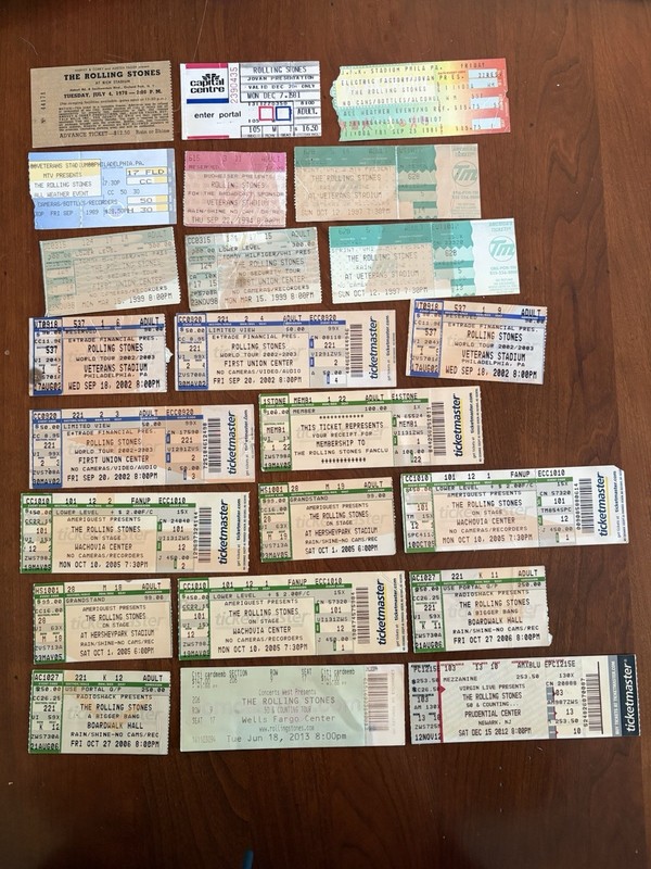 LOT (23) Rolling Stones TICKET STUBS 1978 - 2021 • Authentic Collection