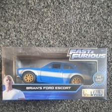 Jada Fast & Furious Diecast Brian’s Ford Escort Car Blue/White/Gold Unopened Box