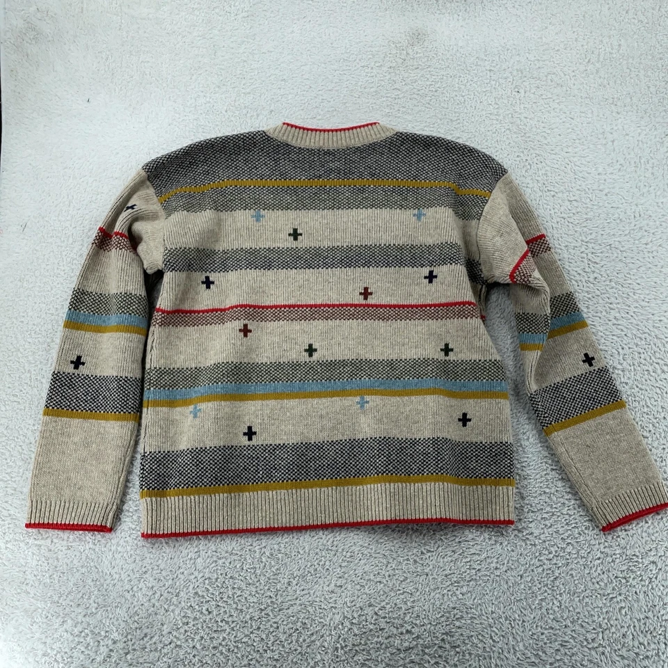 Suéter Pendleton Para Hombre Medio Bronceado Multi Rayas Cruz Cuello Redondo Mezcla Lana de Cordero Foto 3 de 4