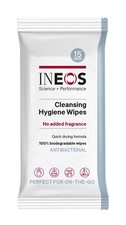INEOS Cleansing Hand Hygiene Wipes x15, Fragrance Free, Antibacterial  Biodeg...