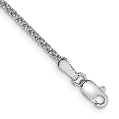 14K White Gold 10 inch 1.7mm Spiga Lobster Clasp Chain Anklet Womens