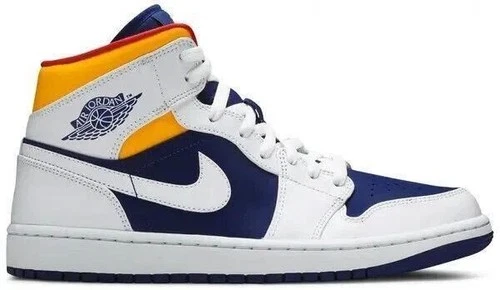 Jordan 1 Mid White Deep Royal Blue