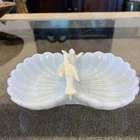 Vintage Avon Lovebirds Soap Dish Tray Milk Glass Birds Divided Tray