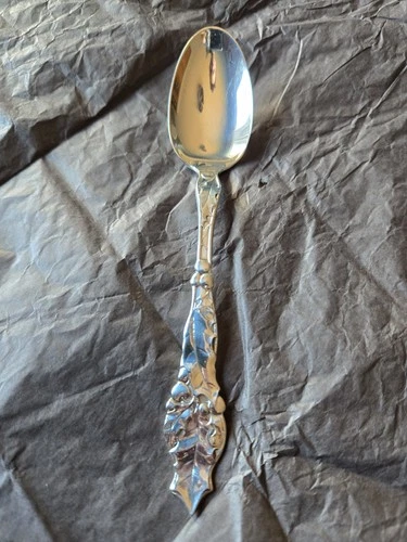 Antique R. Wallace & Sons Art Nouveau Sterling Leaf Handle Spoon 5 1/2" Ornate