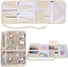 Teamoy Crochet Hook Case, Roll Bag Holder Organizer for Various Crochet Needles