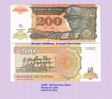 ZAIRE  200 New Zaires  1994  Unc. P 61a  #6165#❇️❇️