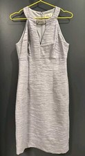 Eliza J Gray Knee Length Sheath Dress Sleeveless Rhinestone Neck Womens Small