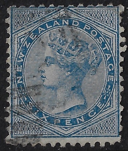 NZ 1878 QV 6d. blue, Scott 55i/ SG 83, wmk NZ, white paper, CV $12.50 (a5752