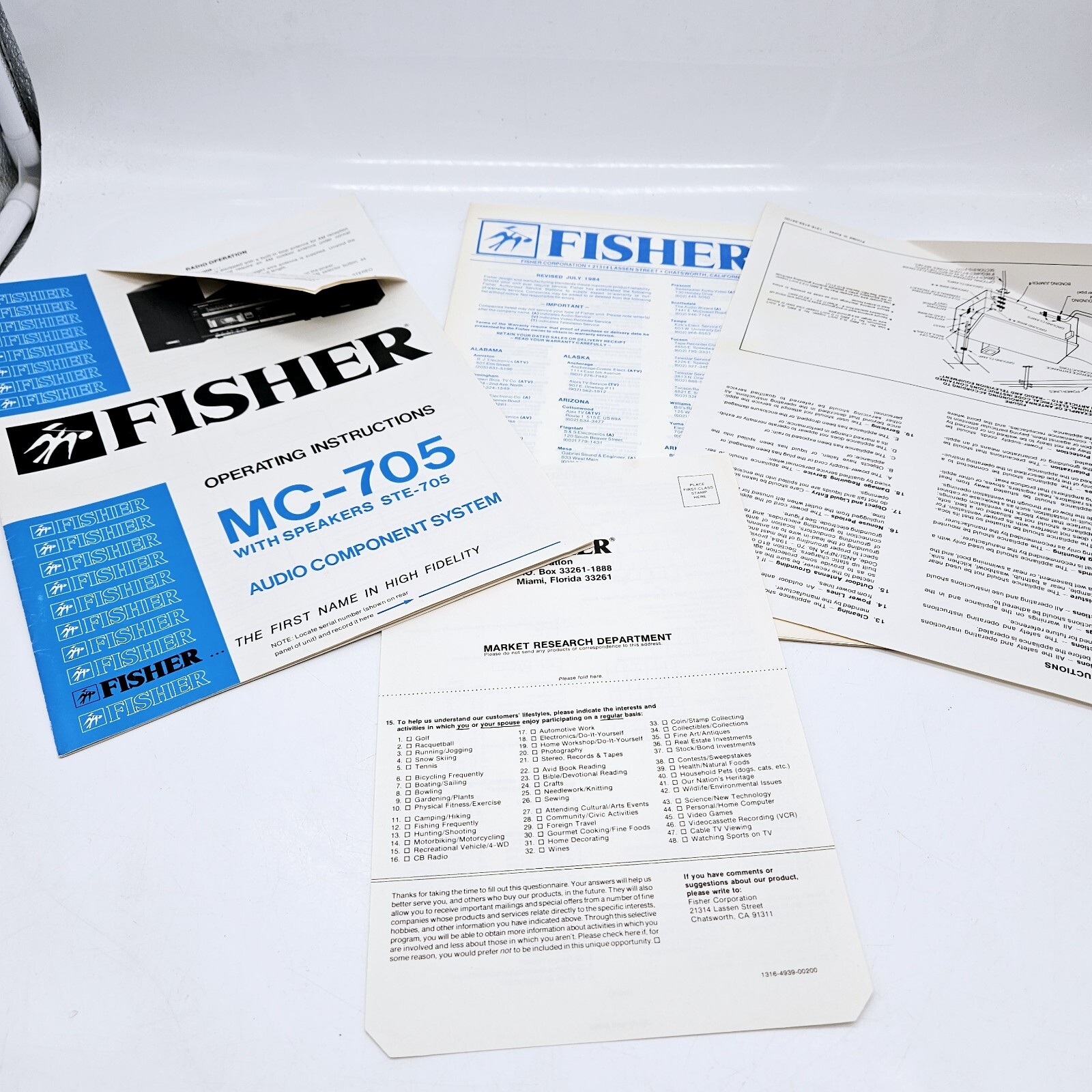 Fisher MC 705 Operating Manual Instructions and Other Paperwork 