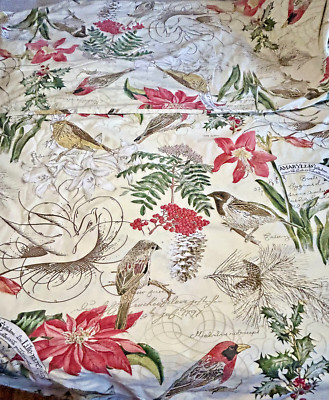 Rare! Retired! POTTERY BARN F/Queen Duvet Cover AMARYLLIS WINTER BIRDS & FOILAGE