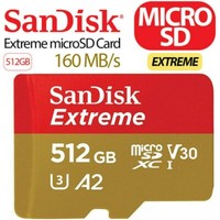 Scheda Microsdxc Sandisk 512 Gb Extreme A2 C10 UHS-I U3 V30 Fino A 190 Mb/S Per