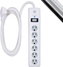 6-Outlet Surge Protector, 8 Ft Extension Cord, Power Strip,800 Joules, Flat Plug