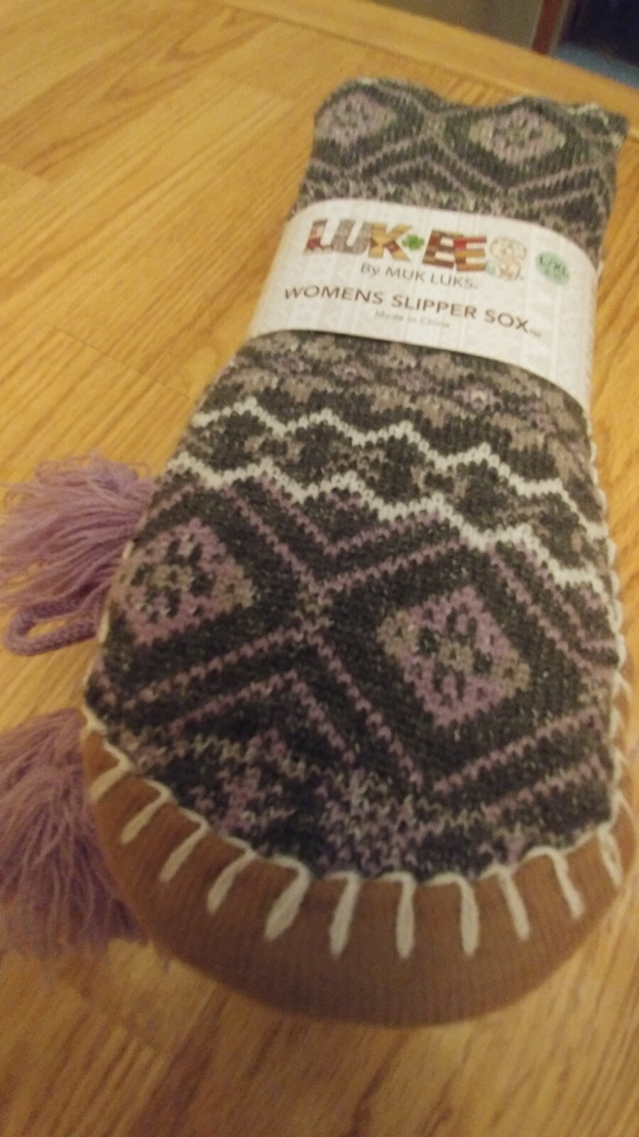 SAOLA Bellissime calze ciabatte in maglia nuove con etichette di Muk Luks metà polpaccio S M (5 7) con suola gripper