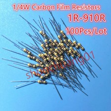 100Pcs 1/4W Carbon Film Resistors 1R-910R 180R 10R 47R 100R 220R 470R 150R �5%