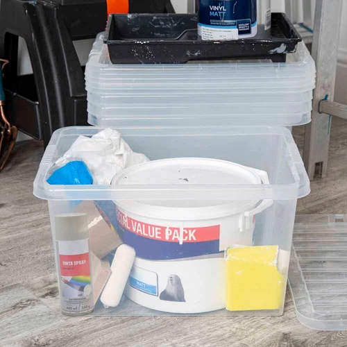 [Set of 5] 25 Litres Clear Plastic Storage Box with Lids Home Office - UK Made - Picture 5 of 9