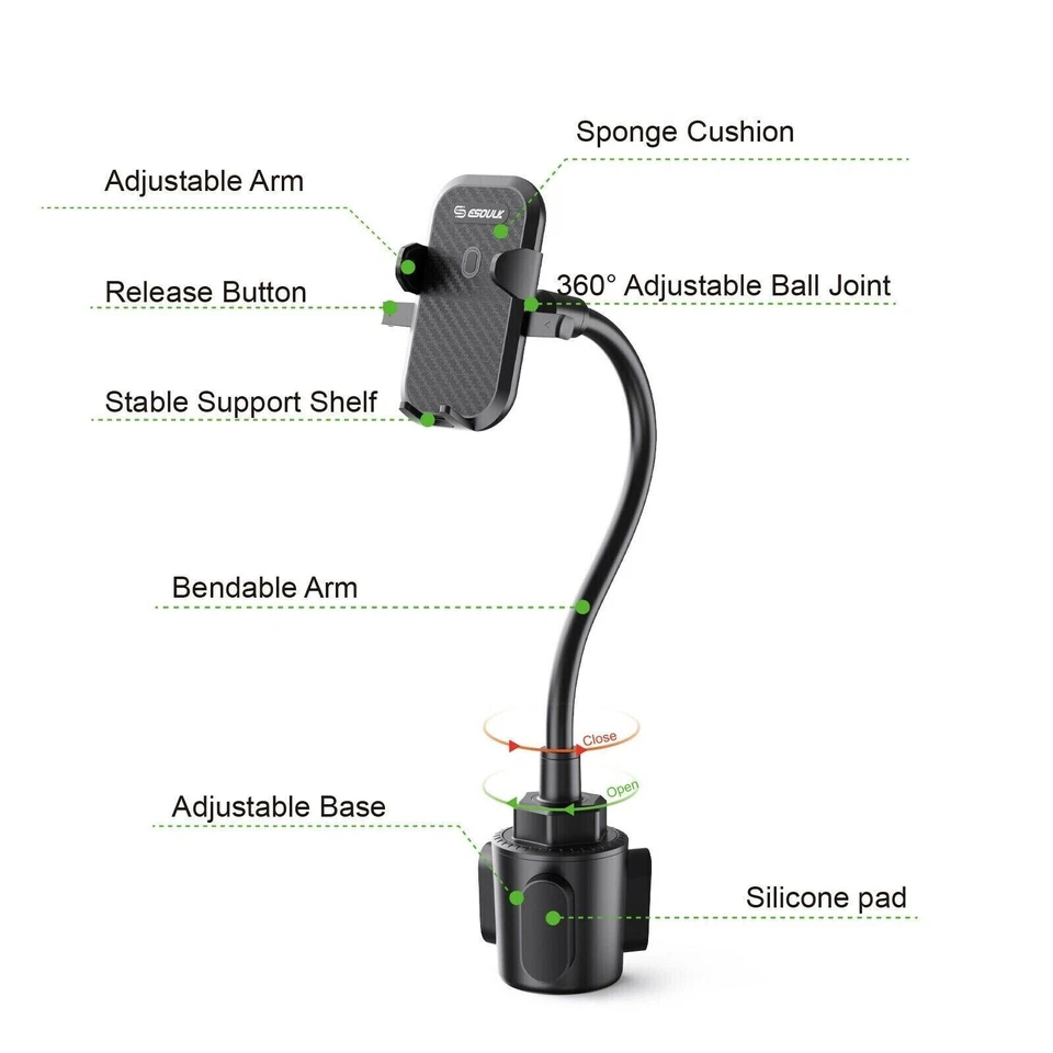 Universal Car Mount Adjustable Cup Holder Cradle for Galaxy Cell Phone iPhone - Image 4 of 4