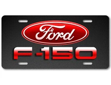 Ford Art Red F150 on Carbon Fiber look Aluminum License Plate Tag Car Truck