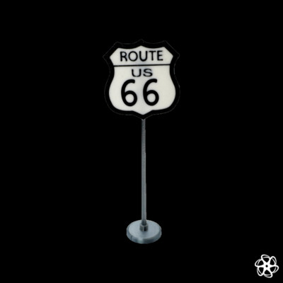 Miniature Route 66 Sign - Diorama - Model Car - Model Train - Diecast - HO
