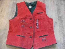 Yuppie Company beautiful traditional leather vest with embroidery red size 40 top OM217