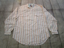 VTG Flag Crest Tommy Hilfiger White Blush Striped Cotton Button-Up Shirt Medium