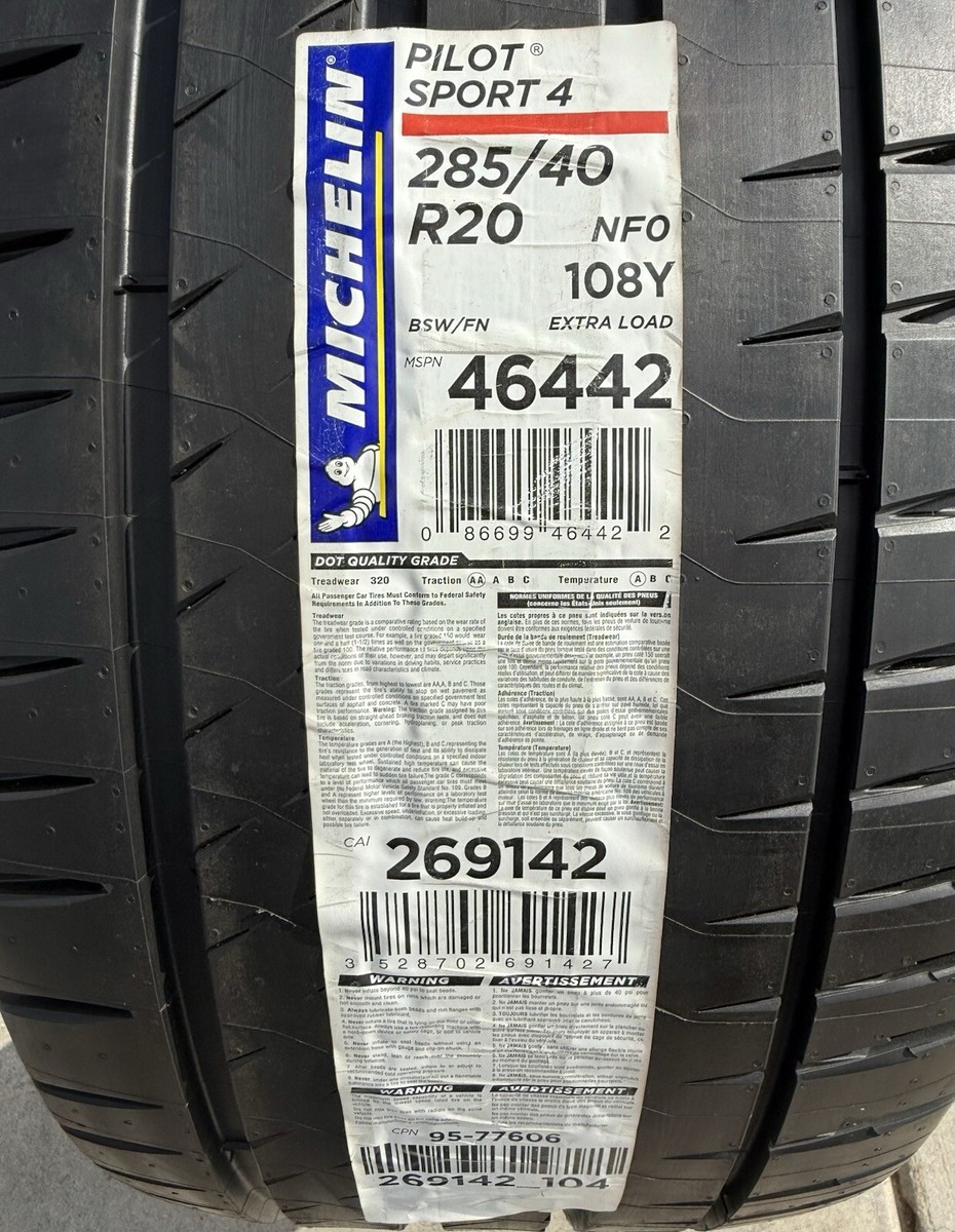 TWO BRAND NEW 285/40R20 108Y Michelin Pilot Sport 4 NF0 NFO