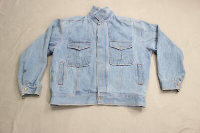 Mens sz L blue denim zip up and button up jacket