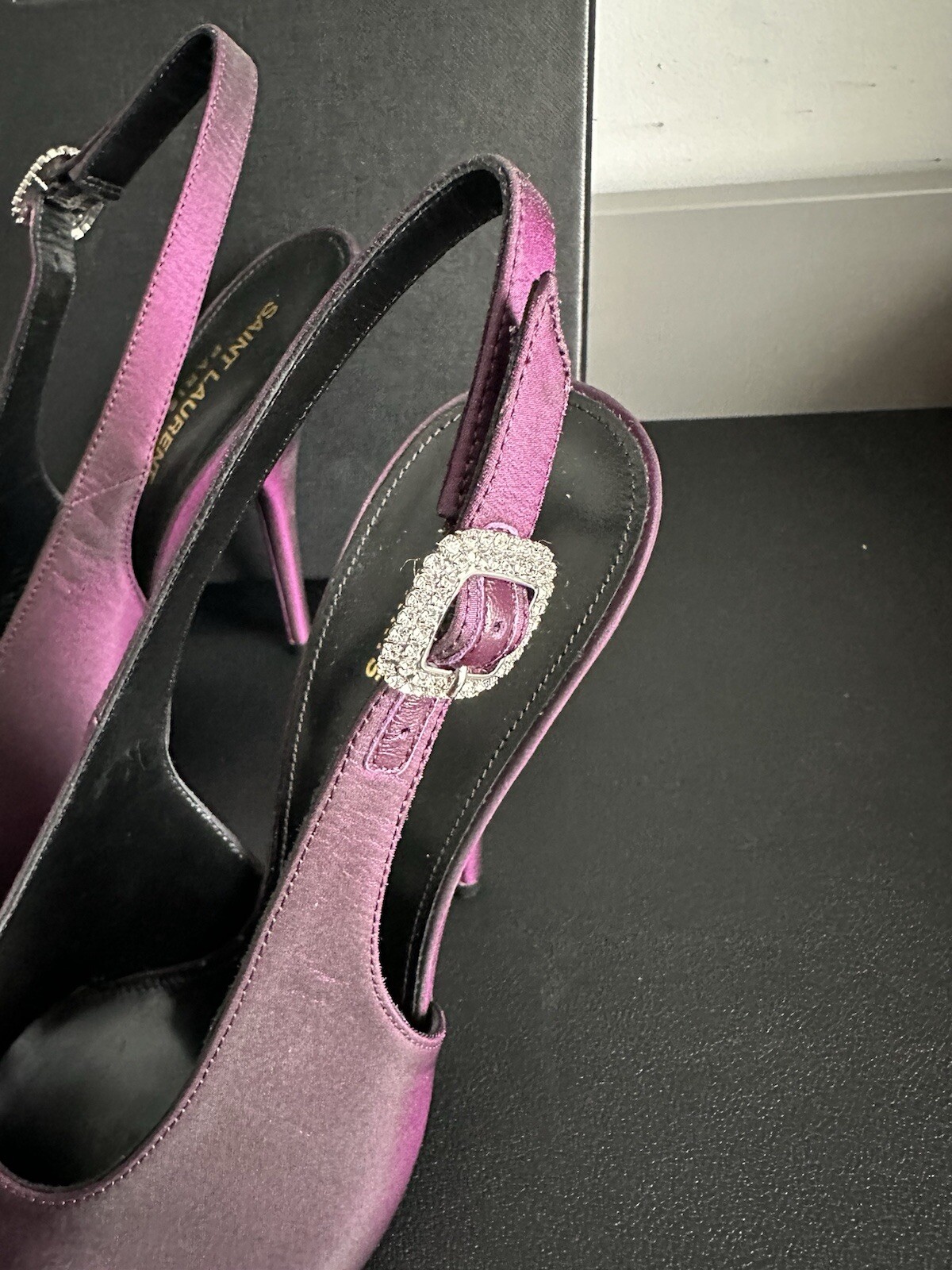 Saint Laurent YSL Yasmeen Crystal Slingback décolleté bordeaux EU 38 US 8 RRP £ 925